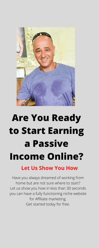 how to promote affiliate links man in purple shirt on advert for earning passive income online
