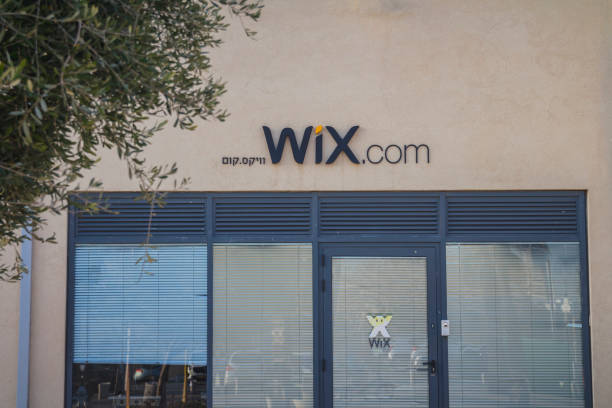 Wix.com sign on one of the Wix buildings at Tel Aviv Port district. Wix is an Israeli company specializing in cloud-based web development platform.