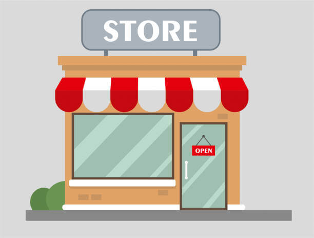 Store front view flat design stock illustration
