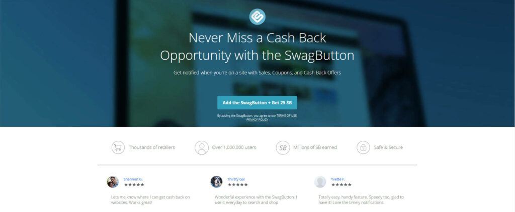 Never miss aa cash back opportunity with the swagbutton