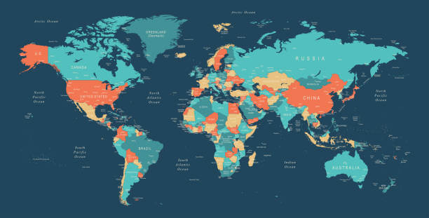 High Detailed World Map Color - borders, countries and cities