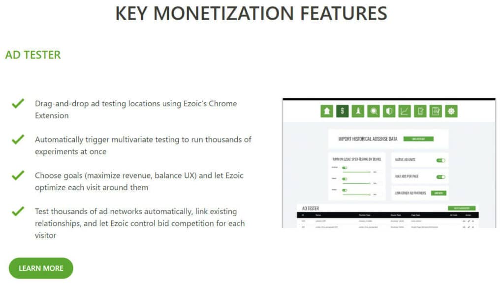 Ezoic Key Monetization Features Explained with the Ezoic dashboard included