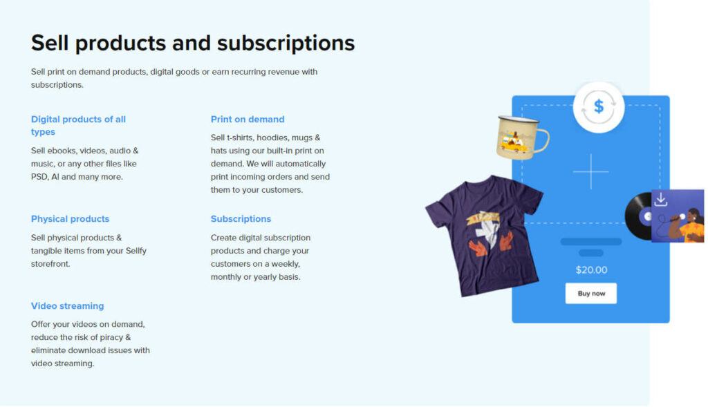 Sell products & subscriptions with Sellfy
