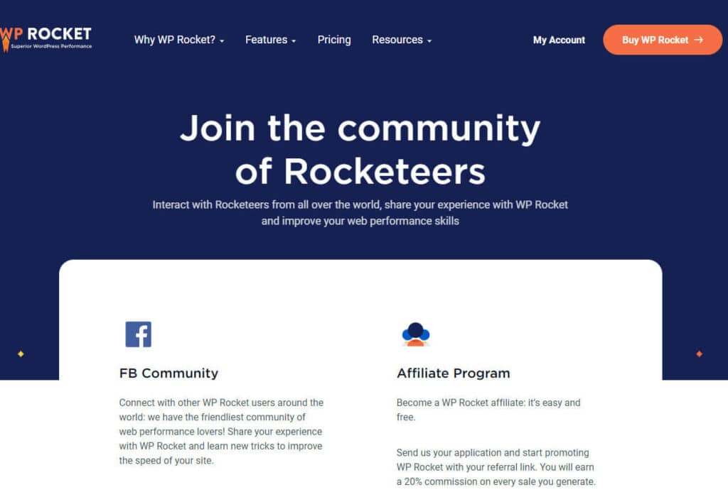 Join the community of Rocketeers with WP Rocket 