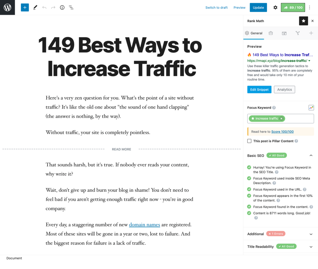149 best ways to increase traffic with RankMath