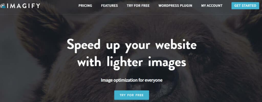 Speed up your website with lighter images using imagify writing on black backgound.